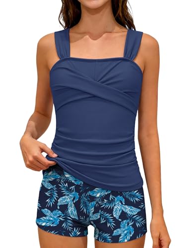 GEMLON Girls Tankini Swimsuit 2-Piece Bathing Suit Deep Blue 15-16Y