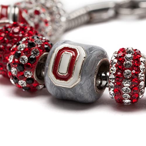 Ohio State University Charm Bead - Gray Block O Stainless Steel