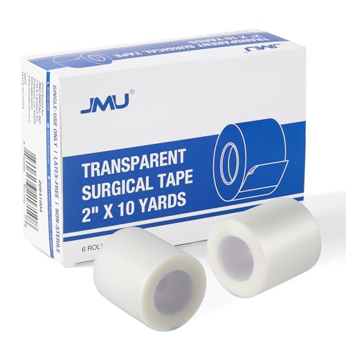 Transparent Surgical Tape - 6 Rolls, 2" x 10 Yards, Latex-Free