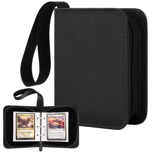 Dark Black Pocket Card Binder with Zipper - 100 Card Mini Album for TCG & Sports Cards