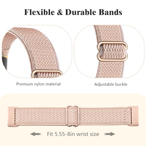 Oanux 10 Pack Stretchy Nylon Fitbit Charge 6 & 5 Bands for Women & Men - Elastic Sport Wristbands, Variation: charge5-10pB