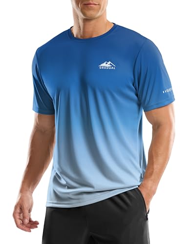 Men's UPF 50+ Sun Protection Rash Guard - 3X-Large Gradient Blue