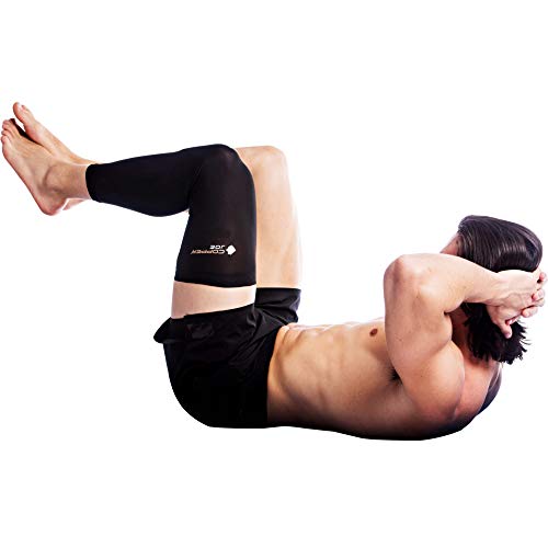 Full Leg Compression Sleeve with Copper Infusion - 2X-Large Black, Men & Women