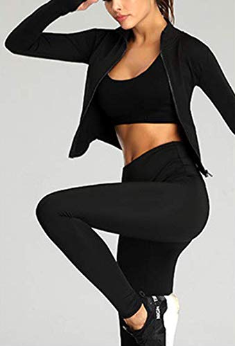 Lightweight Full Zip Running Track Jacket - Medium Black