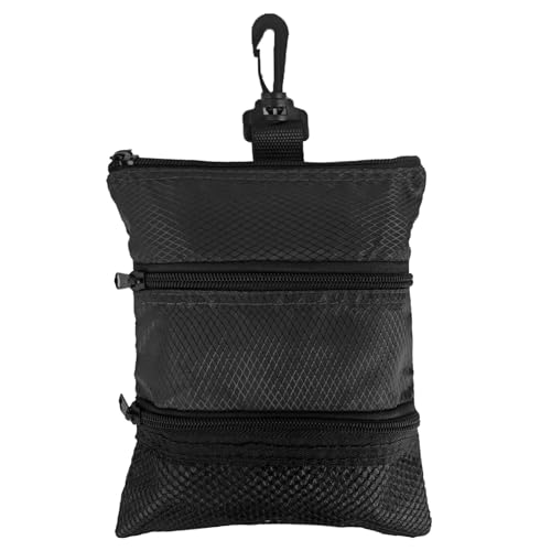 Portable Golf Ball Storage Bag with Zippers - Black