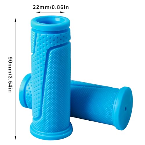 Kids Bike Handlebar Grips - Black + Blue - 4 PCS Non-Slip 22.2mm