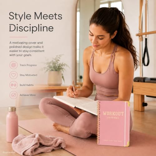 Fitness Planner Workout Journal - Pink Exercise Log Book, 6" x 8.2"