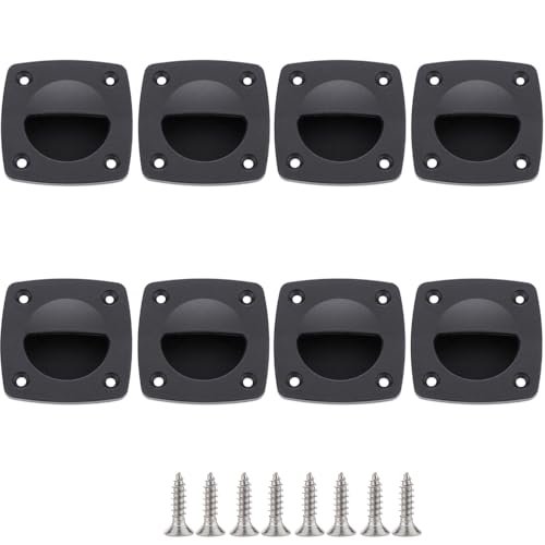 Nylon Square Flush Pull Handle - Marine Grade, Black - 2 Pack