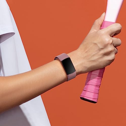 Tobfit 6 Pack Sport Silicone Bands for Fitbit Charge 5/6 Small & Large, Waterproof Replacement Straps for Women Men, Light Pink/Sage Green/Grey/Starlight/Mauve Purple