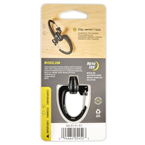 Nite Ize S-Biner 360 SlideLock Dual Carabiner, Swivel Key & Bottle Clip #3, Black