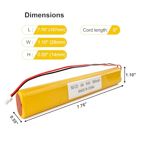 2 Pack 9.6V 900mAh Ni-Cd Exit Sign Emergency Light Battery - Compatible with BBAT0043A/BAT9.6V700/BBAT0044A/BAA-96.