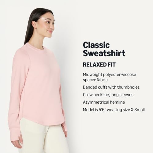 Relaxed-Fit Long Sleeve Crewneck Sweatshirt - Medium Dusty Pink
