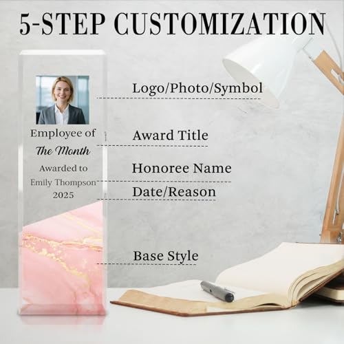 Personalized Acrylic Trophy Award - Custom Logo/Photo Plaque for Recognition, Retirement, Golf