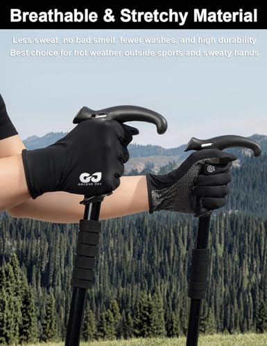 Full Finger UV Protection Hiking Gloves - Black, Medium