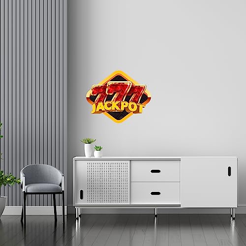 Triple 777 Jackpot Sticker | Casino Slot Machine Gambling Decal for Home Decor, Wall, Window, Car (5" x 4")