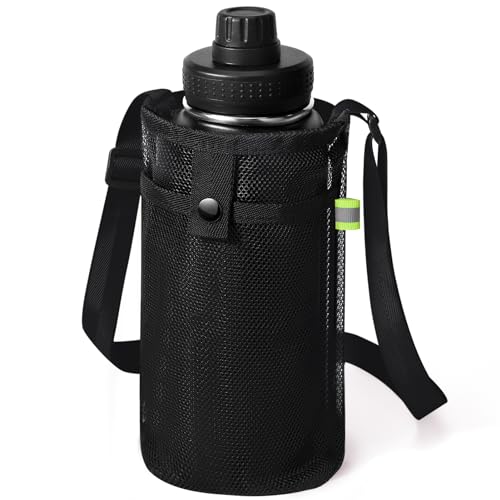 Large Water Bottle Carrier with Strap - Black - 1 Pc