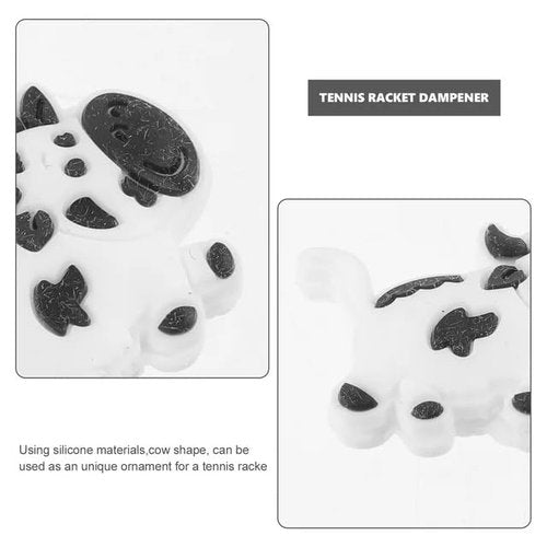 Jinshining White Cow Cute Animal Shapes Tennis Racket Vibration Dampener Soft Silicon Racket Dampener Cartoon Shape Tennis Racquet Shock Absorbers Tennis Racket for Racquetball
