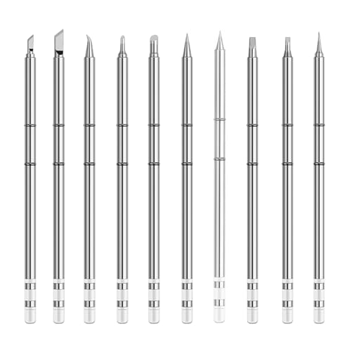 T12 Soldering Iron Tips,10Type Solder Tips T12-C4 BC2 BL K KU D24 D4 JS02 I ILS Replacement Tip for FX-951 FX-950 FM-203 Rework Station