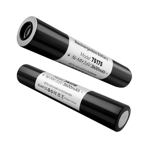 2pack 75175 Battery 3.6V 3600mAh Ni-MH Compatible with Streamlight Stinger 75175 75375 75300 75500 75810 76000 76300, PolyStinger, Pelican M9, FL126 Flashlight