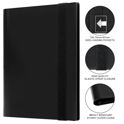 4 Pocket Trading Card Binder - Side Loading, Acid-Free, Black