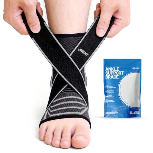 Adjustable Ankle Brace for Plantar Fasciitis Relief - Grey, Large