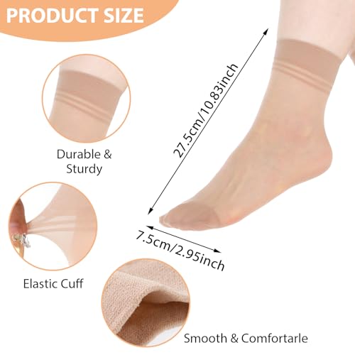 Nude Sheer Silk Ankle Socks for Women - 6 Pack