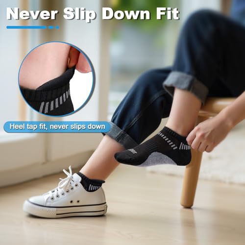 Cushioned Ankle Socks for Boys & Girls - 6 Pairs, Black