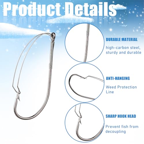 10-Pack 2/0 Weedless Wacky Rig Hooks for Bass Fishing