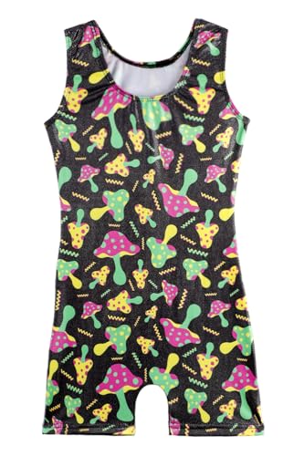 Girls Gymnastics Leotard with Shorts - Toddler Unitard - 2-3T Black Mushroom