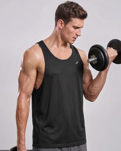 XX-Large Men’s Breathable Mesh Tank Top Y-Back Workout Shirt - Black/Light Grey/Army Green