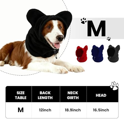 Dog Snood with Ear Protection - Fleece Neck Warmer, Red, Medium