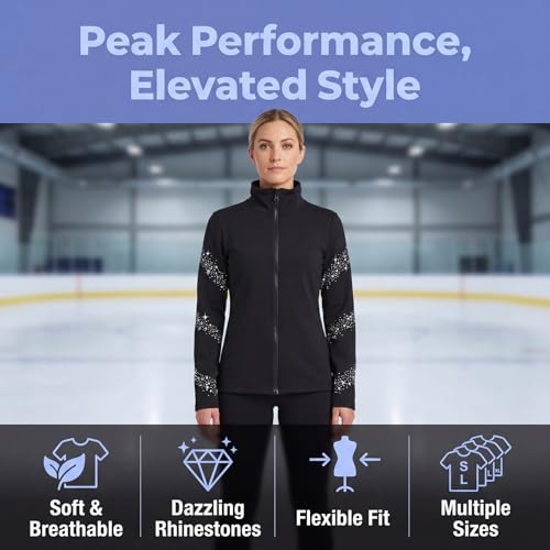 Black Ice Figure Skating Training Jacket for Girls 4-6 Years