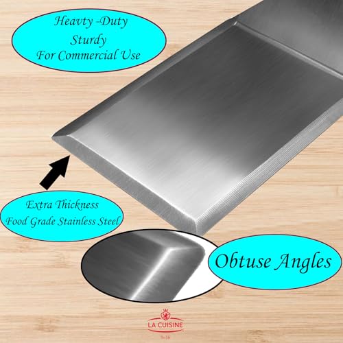La Cuisine Extra-Wide Stainless Steel Spatula 5x6" with Wooden Handle for BBQ & Griddling