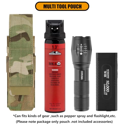KRYDEX MC Molle Flashlight Holster with Adjustable Torch & Mace Spray Holder