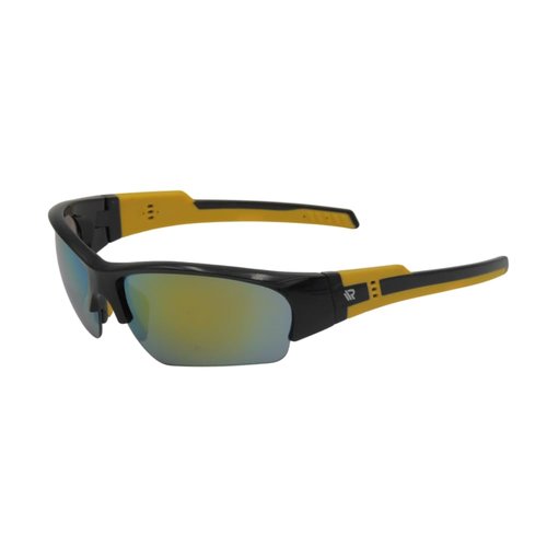 RAWIN Sunglasses | Ideal for Outdoor Sports | Sport Sunglasses for Baseball, Fishing, and Running (Shiny Black Frame With Yellow Nose Pad & Tips, Non-Polarzied Orange-Red Revo Lens)