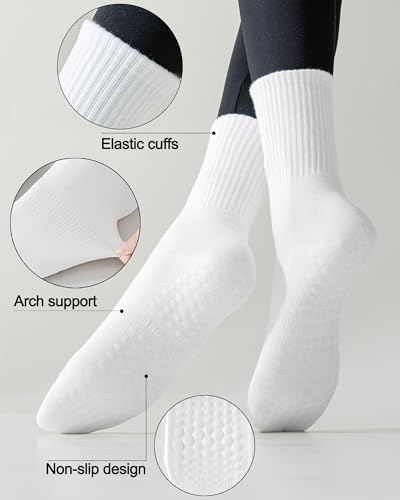 3 Pairs Pilates Socks with Grips for Women Non Slip Grip Yoga Barre