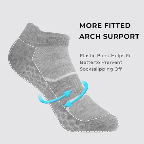 Athletic Ankle Socks with Arch Support - 6 Pairs Black