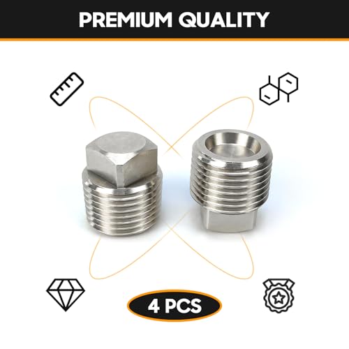 HAPDEN 316 Stainless Steel Boat Drain Plugs 1/2in NPT, 4 Pack, Silver