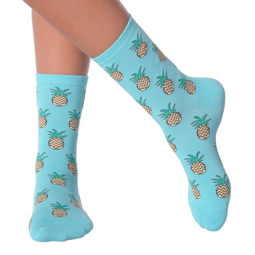 K. Bell Pineapples Teal American Flag Crew Socks 1-Pack - Women