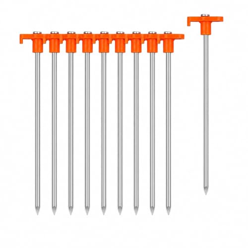 Heavy Duty 7.1 Inch Tent Stakes - Rust Resistant Galvanized Steel, 10 Pack