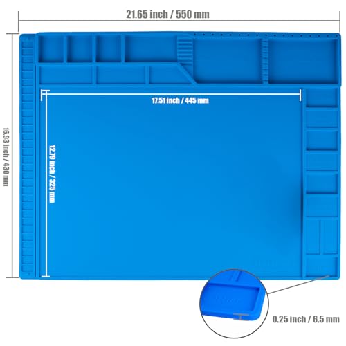 Kaisi Large Soldering Mat Heat Resistant,Silicone work mat,Magnetic solder mat,Electronic Solder Pad with Anti Static Wrist Strap for Soldering Station,Phone,Laptop,Tablet,Watch Repair(Blue)