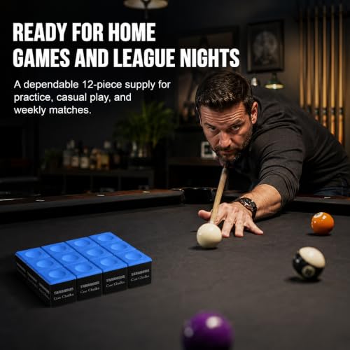 Billiard Cue Chalk - 12-Pack Blue Pool Chalk for Games