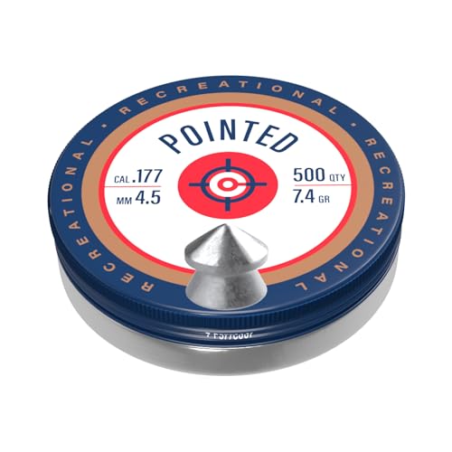 .177 Caliber Pointed Lead Pellets - 500 Count Tin for Air Rifles
