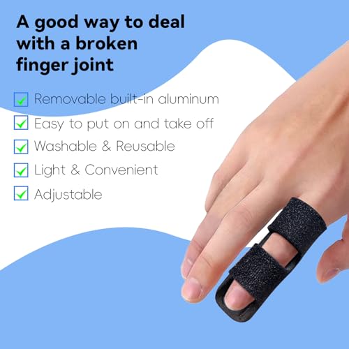 Universal Finger Splint Brace for Trigger Finger & Sprain Relief - 2 Pack Black