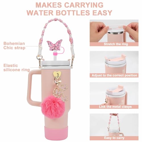 7PCS Tumbler Accessories Set - Pink for Stanley Cup