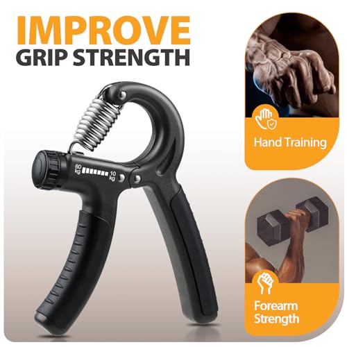 Adjustable Hand Grip Strengthener - 2 Pack, 22-132 lbs, Carbon Black