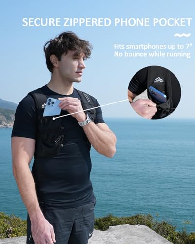 Adjustable Running Hydration Vest for Men & Women - Black, Medium-Large