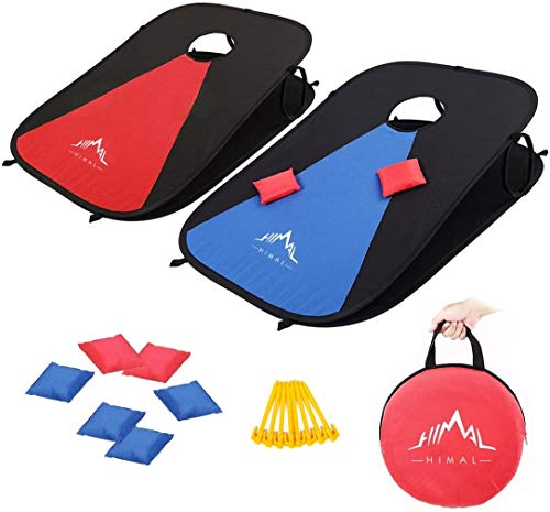 Portable Cornhole Board Set with 8 Toss Bags & Carrying Case - 3x2 Ft
