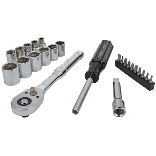 Craftsman 24-Piece Metric Mechanics Tool Set with 3/8 Inch Drive & Low Profile Ratchet - NEW Version