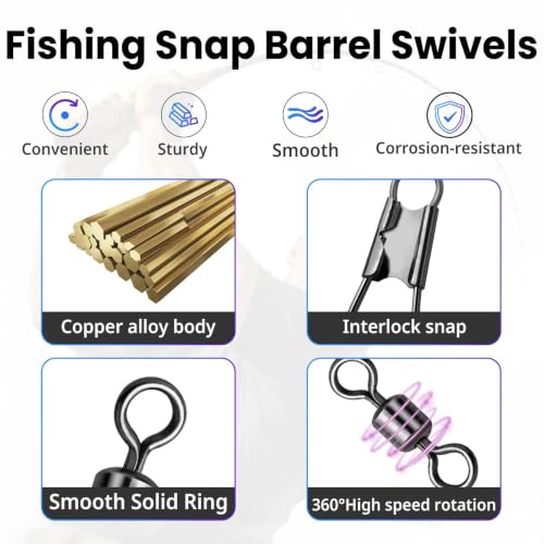 Fishing Snap & Barrel Swivels - 50 Pack, 14# Variation